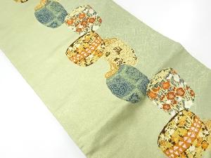 アンティーク　仕覆に棗模様織出し袋帯（材料）